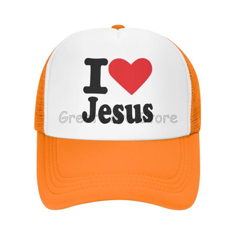 

I Love Jesus Print Mesh Baseball Caps Adjustable Snapback Hats for Unisex Women Outdoor Sun Protection Cap Casual Trucker Dad Hat Adjustable