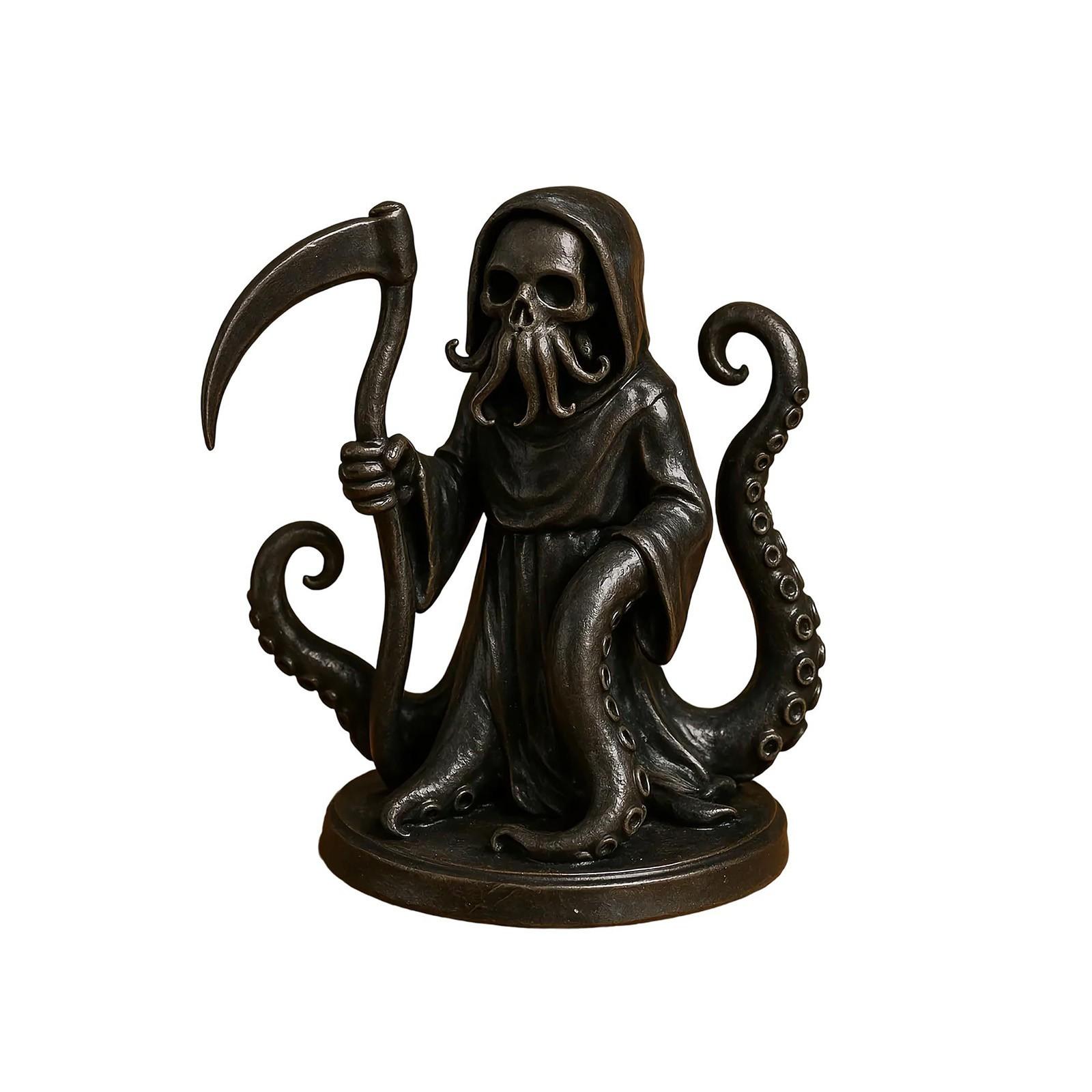 

Halloween Grim Fun Home Decor Decoration,Interesting Black Robe Doll Holding A Sickle One Size