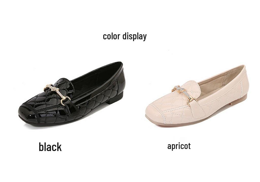 2026 Spring Women's Patent Leather Rhinestone Furry Loafers - Large Size, Velvet, Warm, Soft Sole