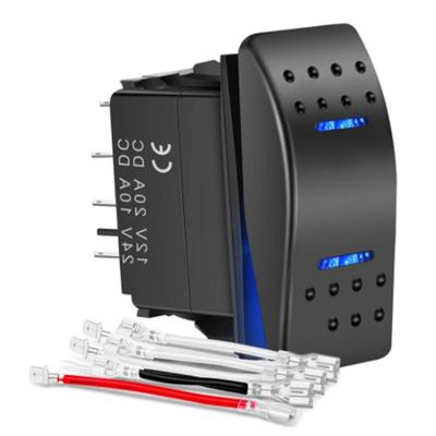 Momentální kolébkový přepínač Zapnout/Vypnout/Zapnout 12V/20A 7pinový DPDT Modré LED světlo
