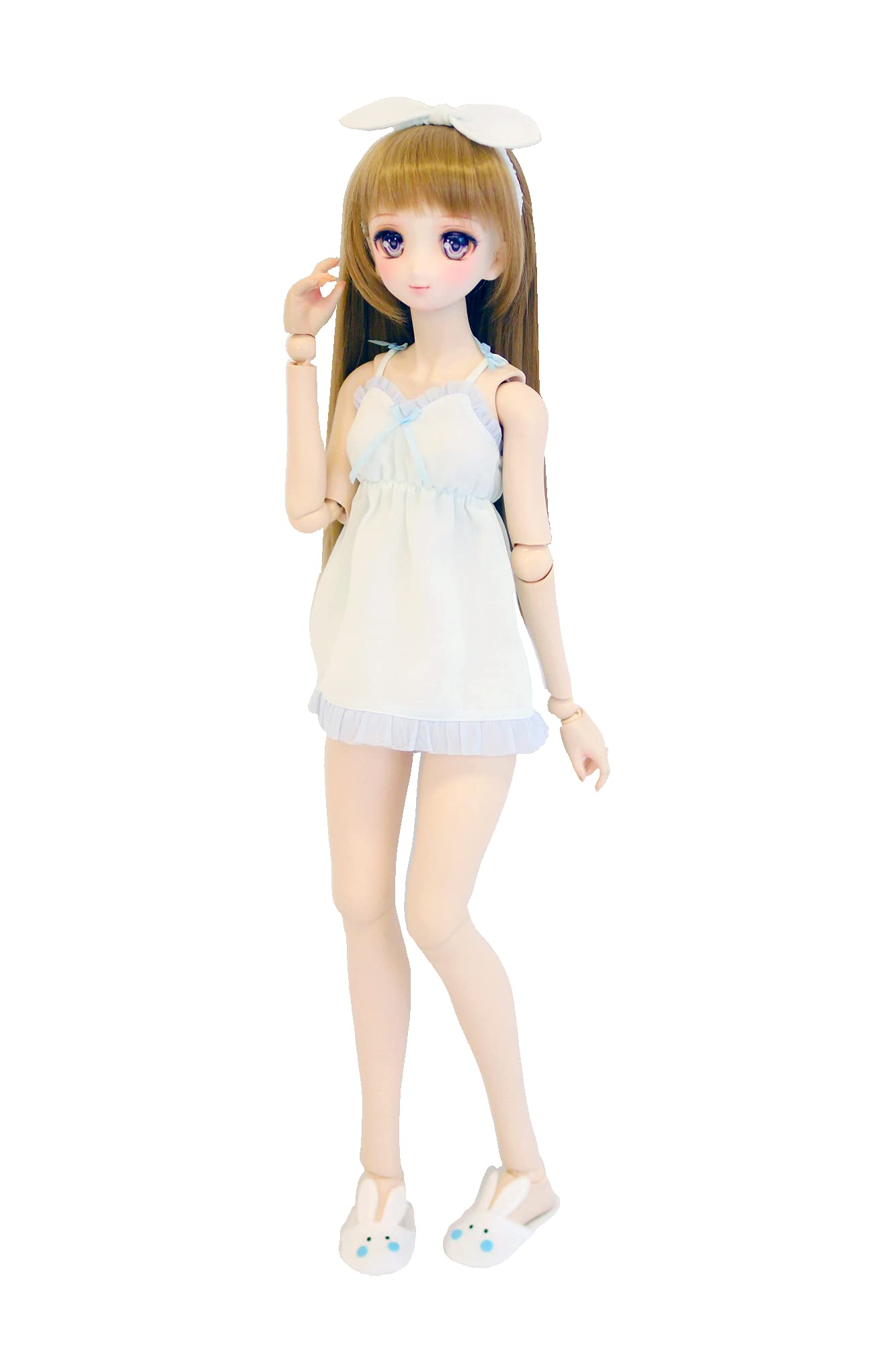 

DD SD compatible Blue bunny tail baby doll Hair band Bunny slippers included set Blue dress 60cm doll BJD doll clothes [Petite Marie] 1/3 3-piece