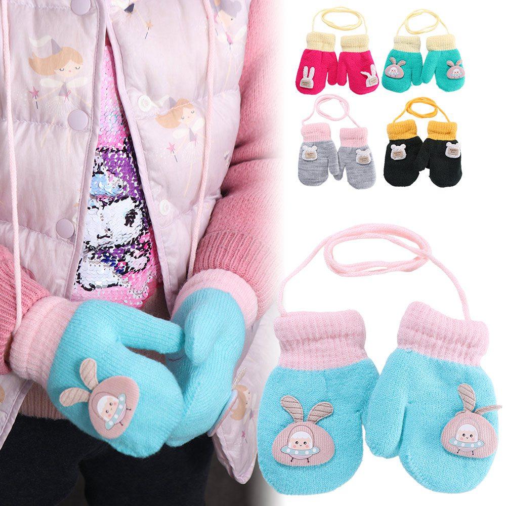 Infant Children Thickened Baby Girls Cartoon Gloves Warm Mittens Knitted Gloves Baby Mittens