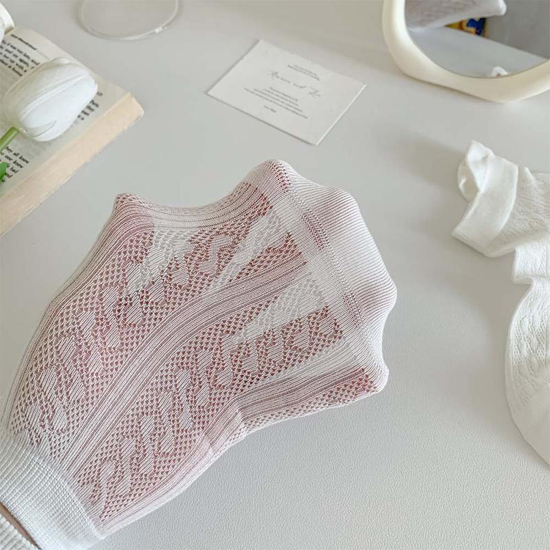 Women Short Socks Cute Embroidery Bowknot Casual Ankle Socks Spring Summer Breathable Female Tube Socks