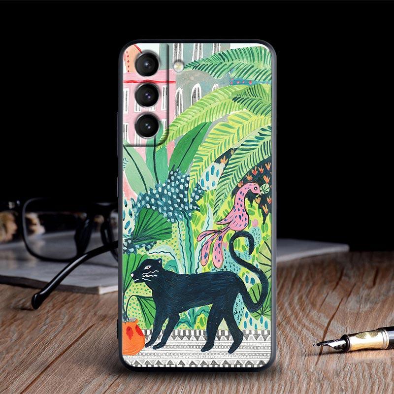Original Jungle Animal Sloth Leopard Print Cases For Galaxy S24 Ultra Funda Samsung S21 S23 FE S20 S22 Ultra S10 Plus Soft Cover