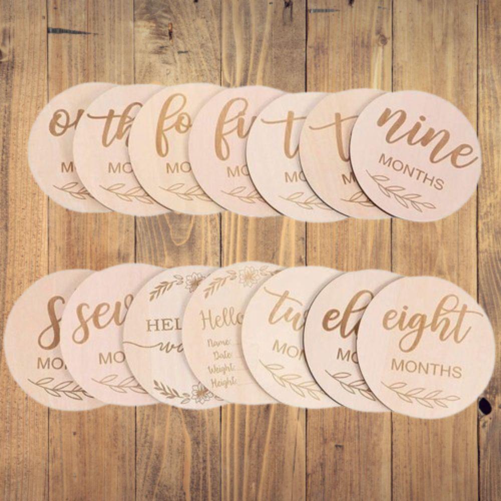 12/14Pcs Single/Double Sided Milestone Discs Baby Growth Announcement Cards  Newborn