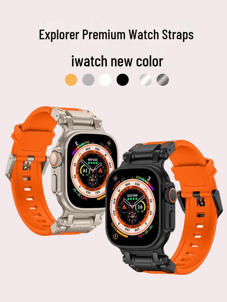 Compatible Silicone Explorer Band for Apple Watch Series 8, 9, and Ultra Models