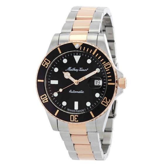 

Mathey-Tissot Mathy Винтажные автоматические двухцветные мужские часы из нержавеющей стали с черным циферблатом H901ATBN 100M чёрный
