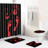 Halloween Blood Handprint Horror Bathroom Shower Curtain Four-Piece 3D Thriller Toilet Three-Piece Floor Mat Carpet