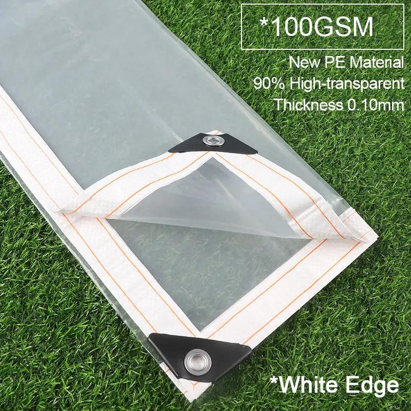 

100&120GSM Transparent Rainproof Film Outdoor Clear Tarpaulin Greenhouse Waterproof Cloth Plant Shed Raincover Garden Awning 1mx1m