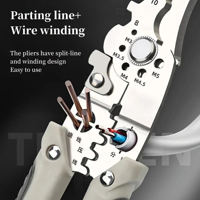 Industrial Grade Stainless Steel Multi-Tool: Professional Electrician's Wire Cutter & Stripper, Pliers for Wiring, Cutting