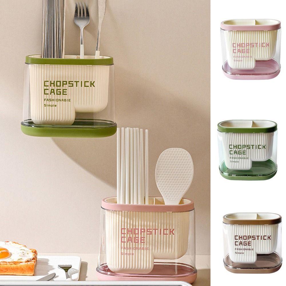 

Wall Mounted Chopstick Spoon Fork Storage Box Plastic Cutlery Storage Rack for Kitchen