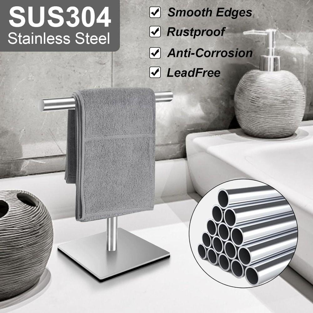 Stainless Steel Bath Towel Stand T-Shape Hand Towel Holder Durable Bathroom Towel Hanger Vanities