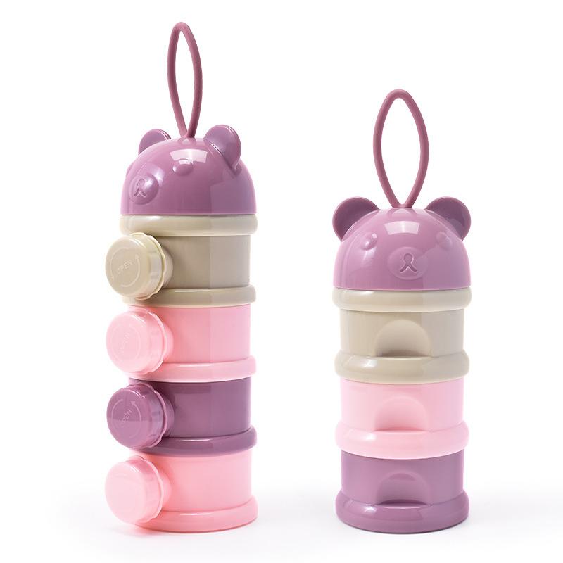 3/4Layer Portable Baby Food Storage Box Cartoon Milk Powder Dispenser for Toddlers, Snack Container for Infants, Kids Lunch Box
