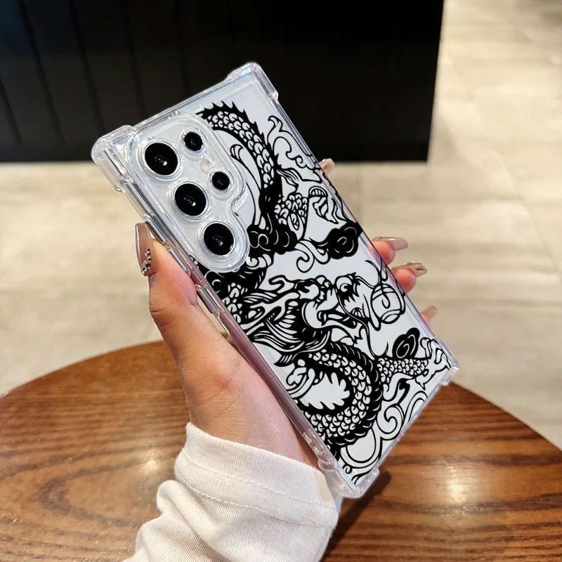 Fashion Dragon Tattoo Pattern Art Phone Case For Samsung Galaxy S25 FE S26 S24 S23 S22 S21 S20 Ultra S26 Plus S25FE Clear Cover