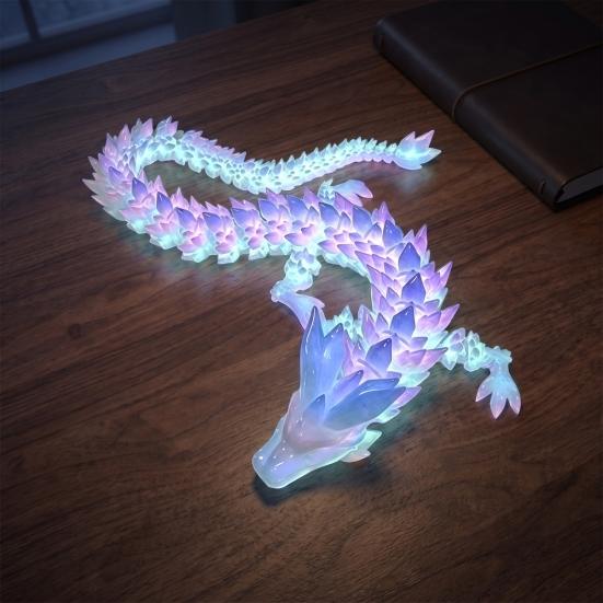 Flexible Dragon Figure for Desk Decor 3D Printed Glow in the Dark Fidget Toy, Articulated Non-toxic Plastic Toy Desktop Ornament Kids and Adults,