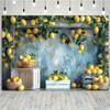 Large Fabric Backdrop with Lemon Theme, Suitable for Parties, Birthday Parties and Baptism Ceremonies - Polyester Material