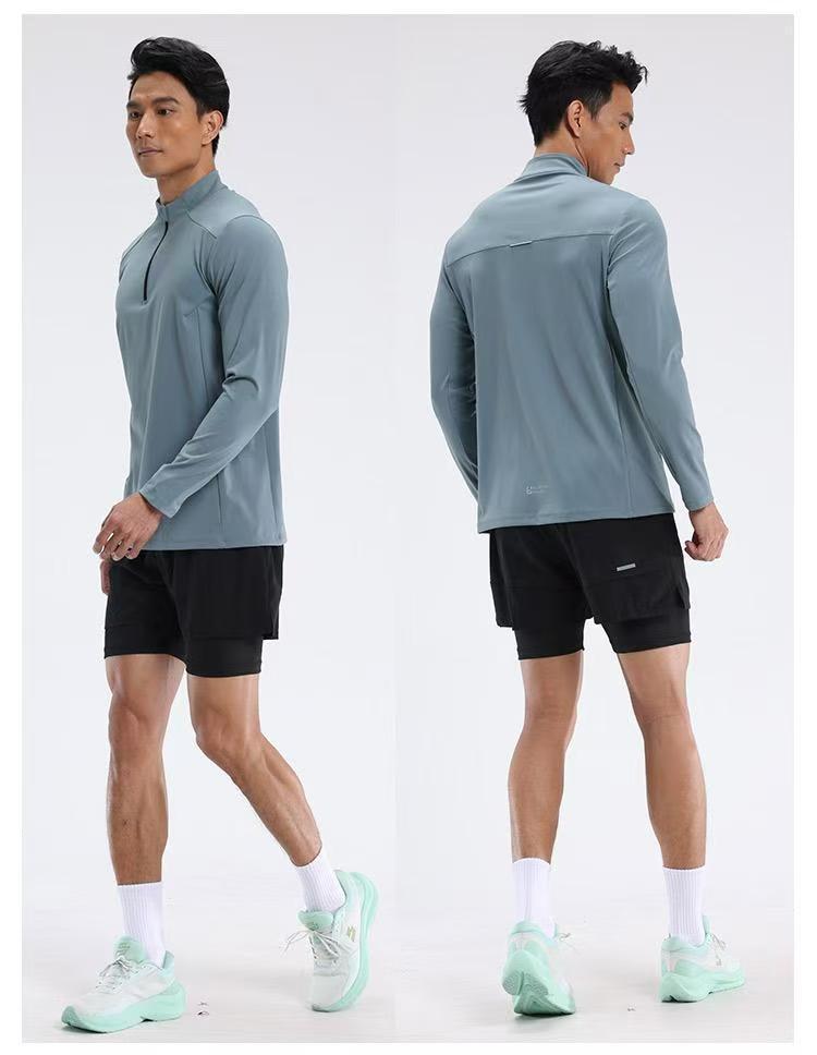 Men's Half-Zip Long-Sleeve Sports T-Shirt - Autumn/Winter Outdoor Casual Running & Fitness Top