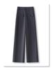 Women's Spring 2025 Gray High-Waisted Wide-Leg Drapey Pants - Elegant and Loose Straight-Leg Fit for Spring/Summer Season