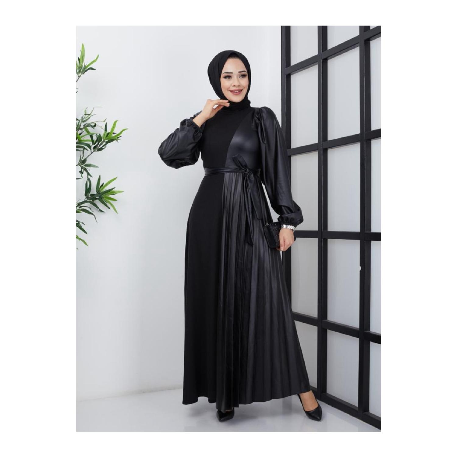 

Кожаное комбинированное платье с деталями Pilis 40 коричневый