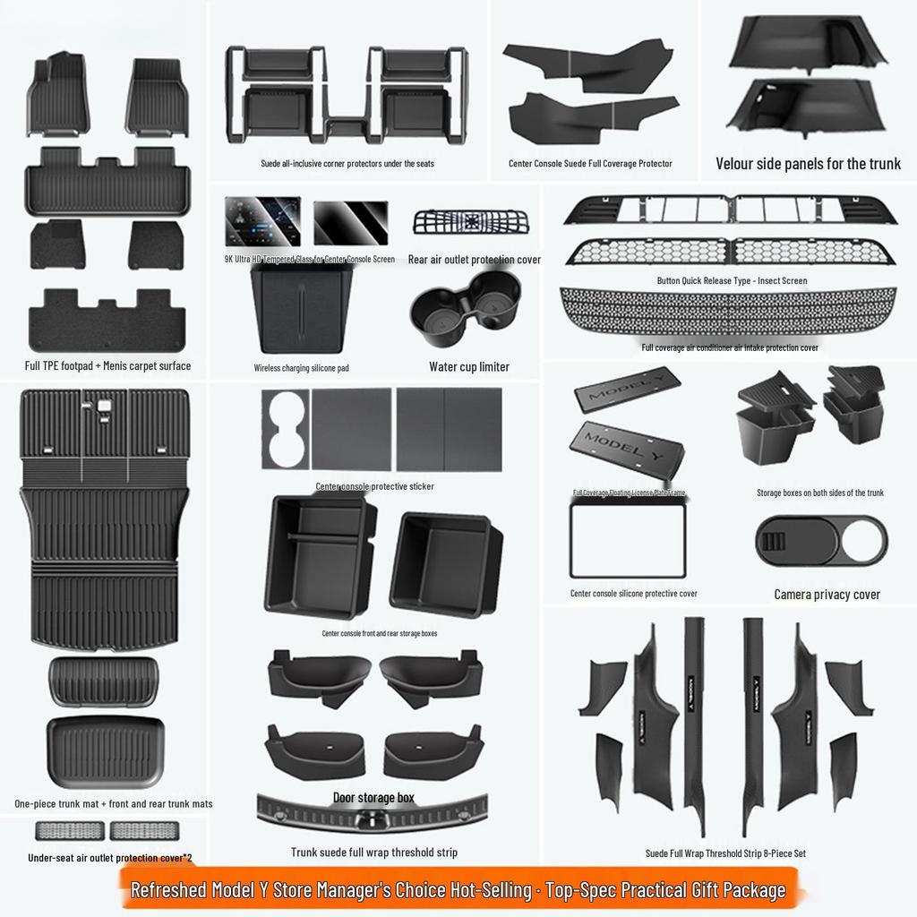 Tesla Model Y & 3 Refresh TPE Interior Floor Mats - Full Set Protection Accessories