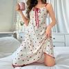 European Heart Print Lace-up Nightgown - Sexy Casual Sling Dress for Women