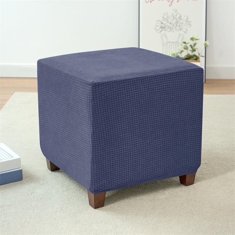 1PC Polar Fleece Ottoman Cover Elastic Square Footrest Cover Water Repellent Footstool Slipcover for Bedroom Party Hotel Decor