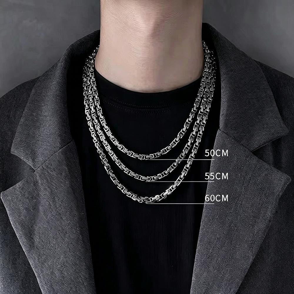Non-Fading Byzantine Men's Necklace: Titanium Steel Hip Hop Punk Stainless Steel Thick Chain