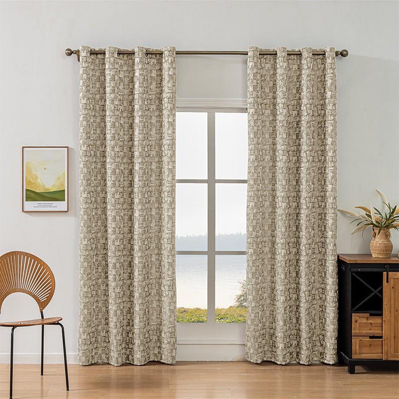 Blackout Jacquard Curtains Plaid Living Room Bedroom Multiple Sizes Available