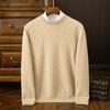 Men's Thickened Warm Cashmere Sweater - Round Neck, Solid Color, Casual Knitwear for Autumn/Winter.