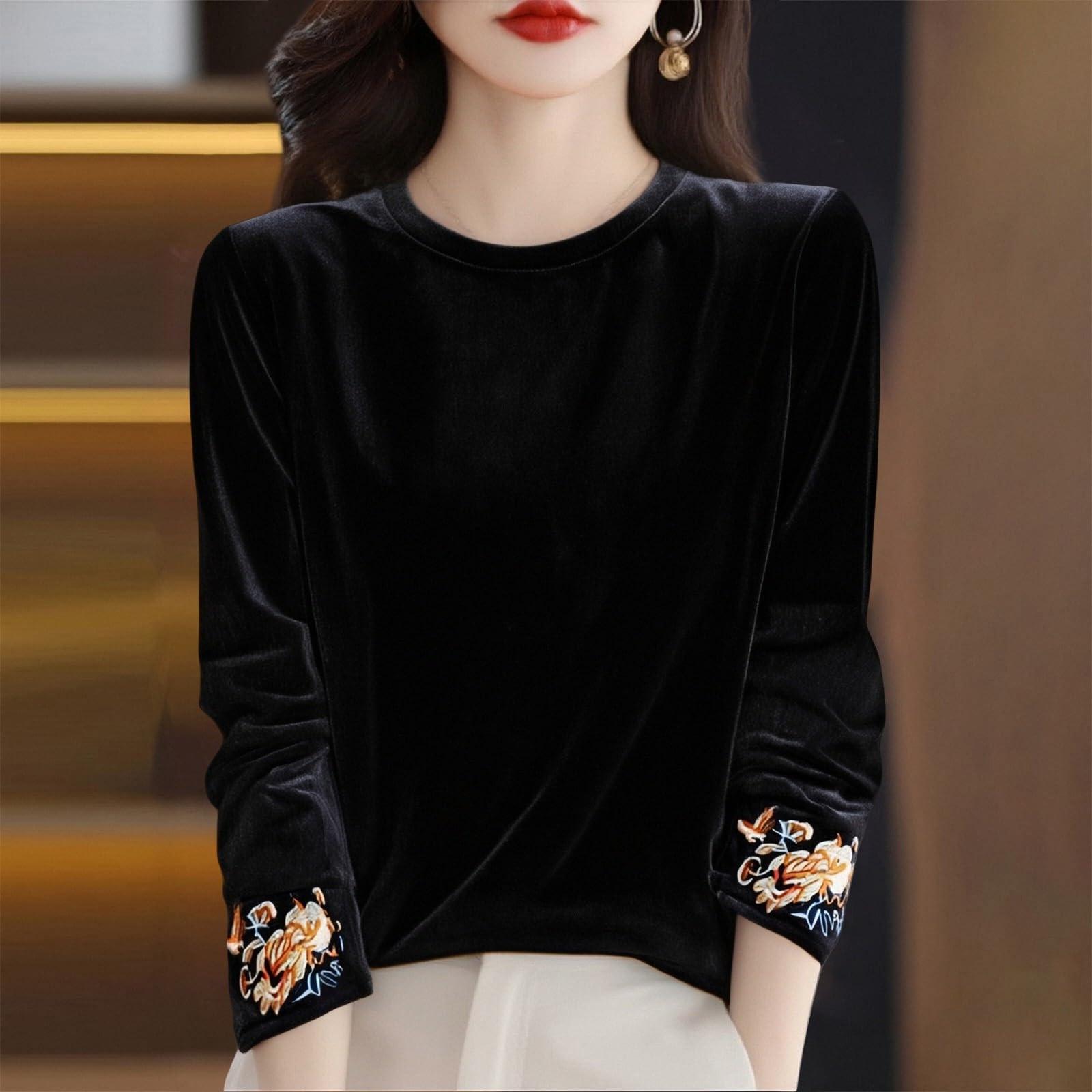 

Женская модная бархатная футболка с круглым вырезом, свободный топ для многослойности XXL чёрный