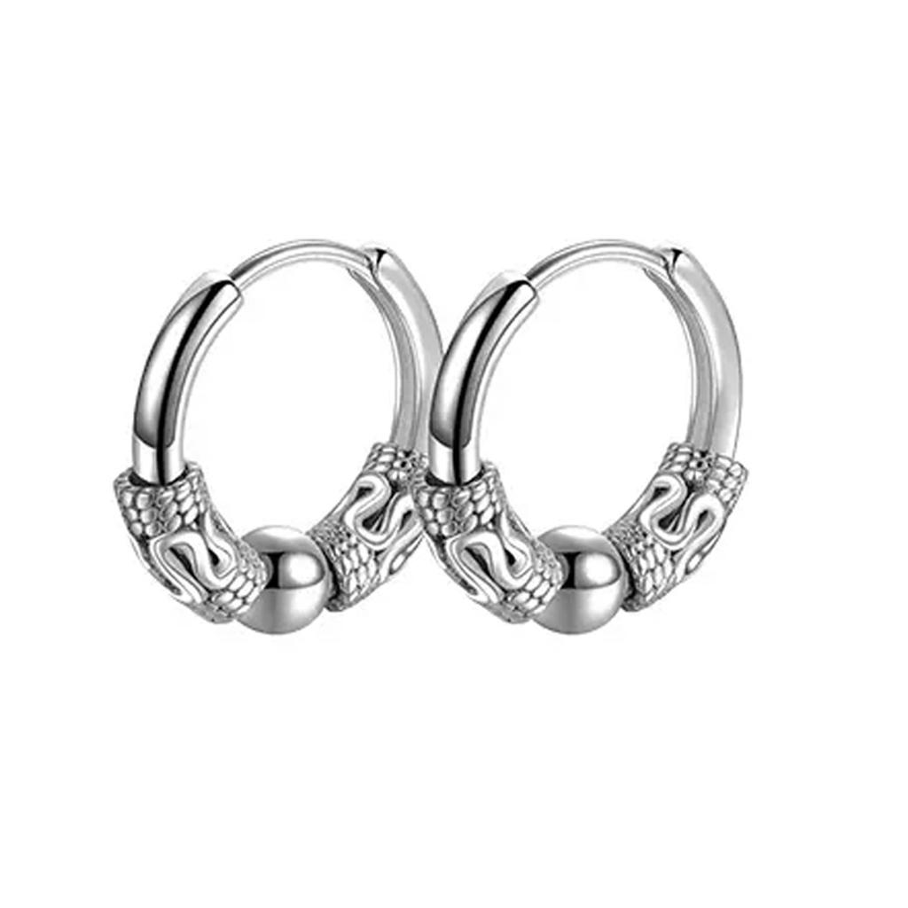 1Pair Punk Stainless Steel Round Circle Totem Hoop Earrings for Men Women Not Fade Ear Rings Hip Hop Male Jewelry Gift