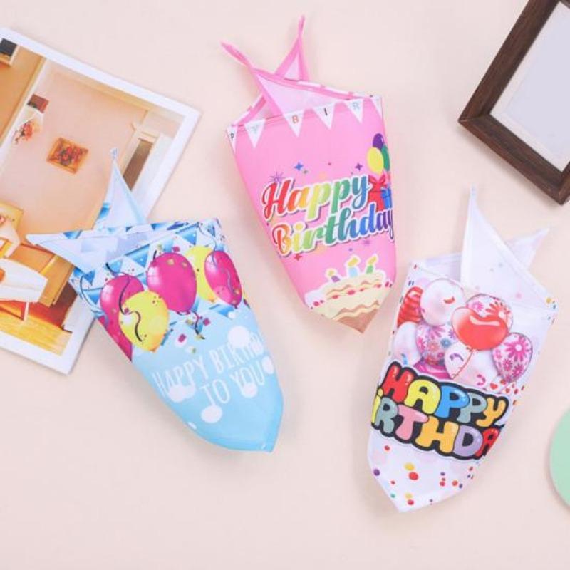 Dog Saliva Towel Creative Pattern Show Unique Charm Super Soft Balloon Print Pet Saliva Towel Birthday Party Decor Pet Supplies