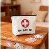 1PC Canvas "OH SHIT KIT" First Aid Pouch - Unisex Red/Natural Emergency Travel Toiletry Bag