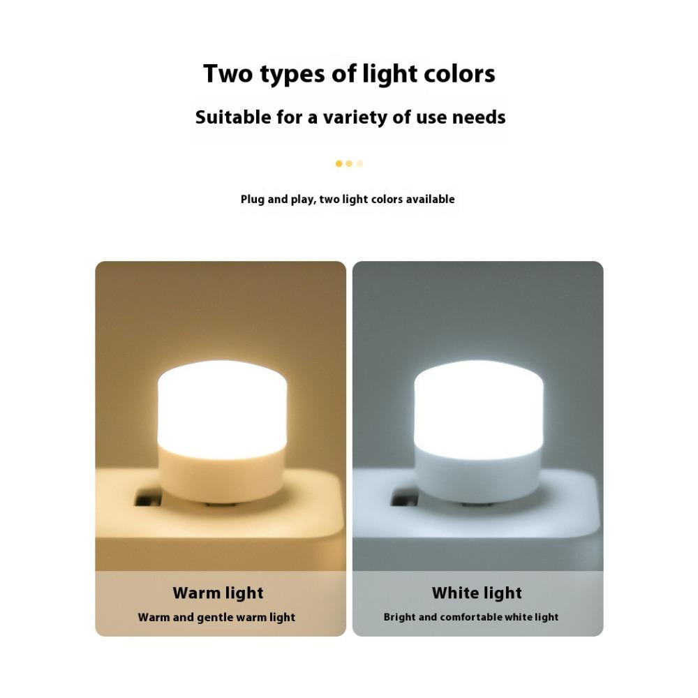 USB Night Light Mini LED Night Light USB Plug Lamp Power Bank Charging USB Book Lights Small Round Reading Eye Protection Lamps