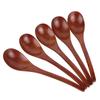 5Pcs Wooden Soup Spoon with Curved Handle Multi Purpose Rice Scoop for Home Kitchen(Paint Color )