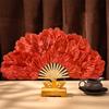Folding Fan Waterproof 3-layer Petals Bamboo Handle Handheld Chinese Yangge Dance Fan Performance Prop for Performance