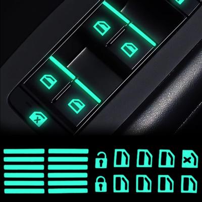 Car Window Lifter Luminous Button Sticker Switch Window Button Night Fluorescent Decals Stickers Auto Interior Decor Accessories