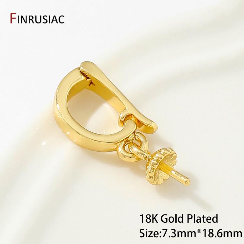 18K Gold Plated Pendant Bail Clasps With Pearl Mounting,Brass Jewelry Connector Clasps DIY Handmade Jewelry Findings Wholesale