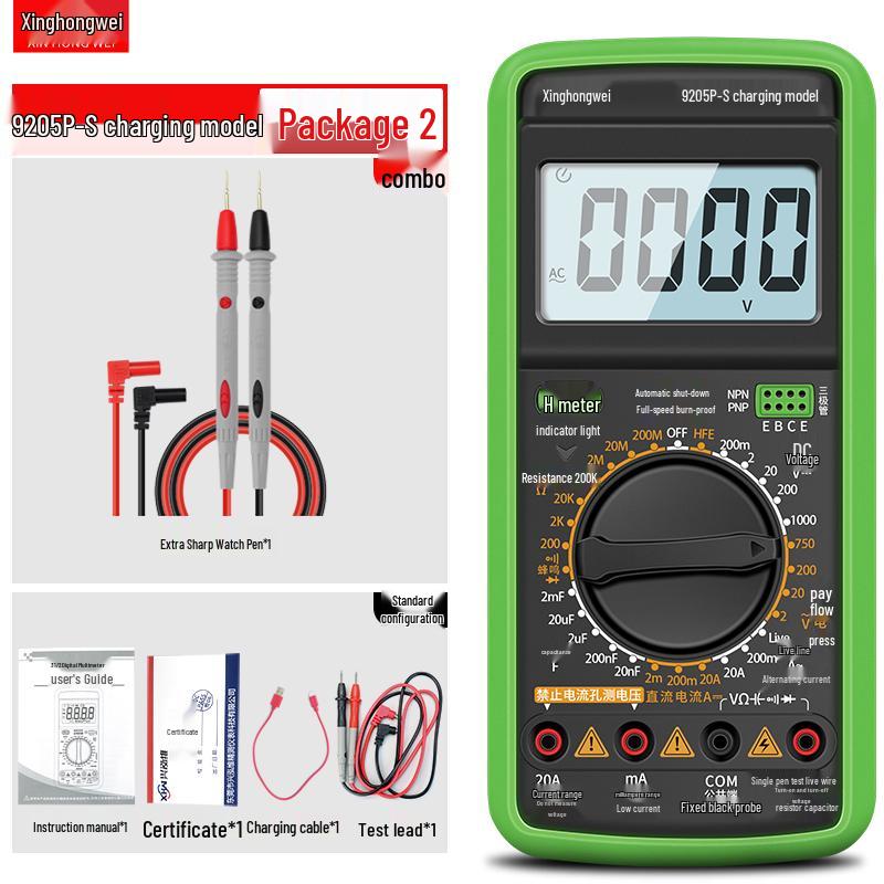 High-Precision DT9205 Digital Multimeter with Anti-Burn Protection for Electricians