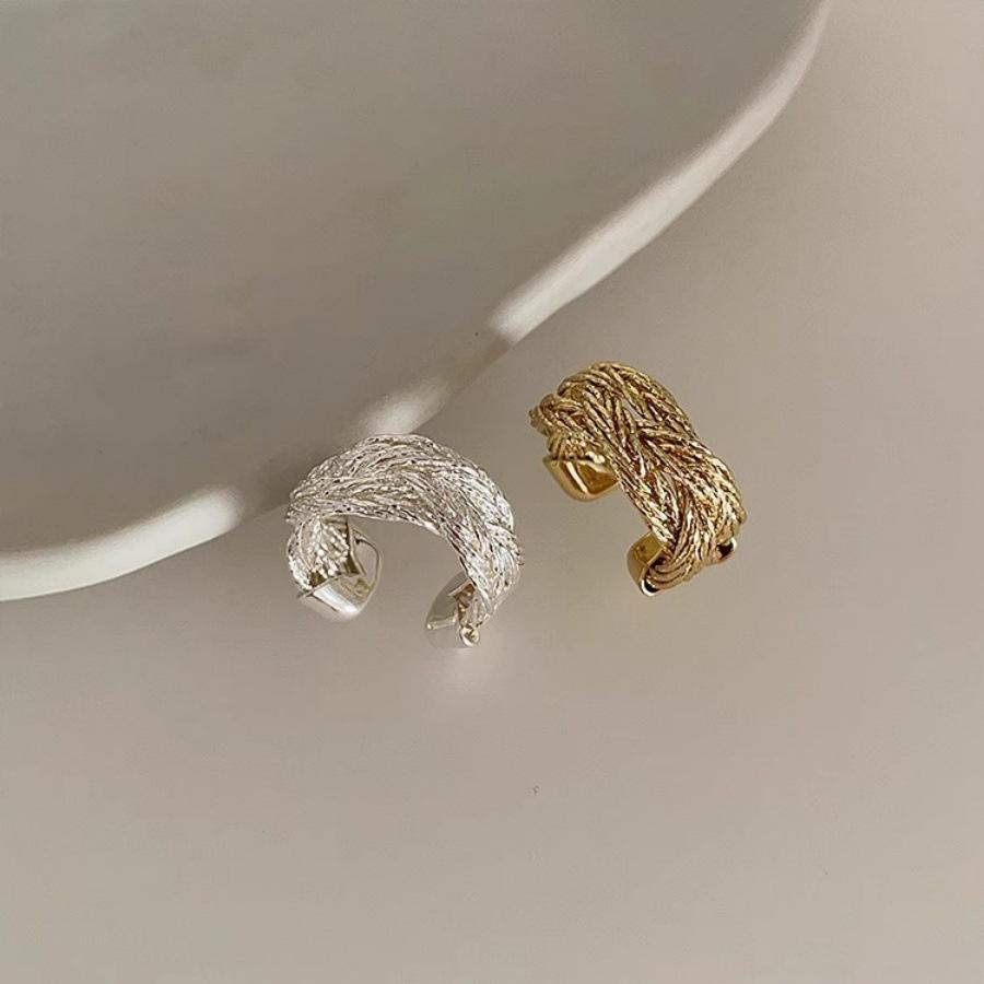 Retro Woven Winding Twist Wide Version Open Ring Female Personality Simple Cold Wind Design Ring