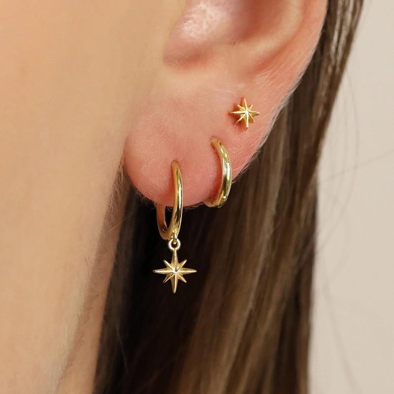 3Pcs Stainless Steel Shiny Crystal Hoop Earrings For Women Fashion Minimalist Small Round Huggie Earrings Trendy Punk Jewelry