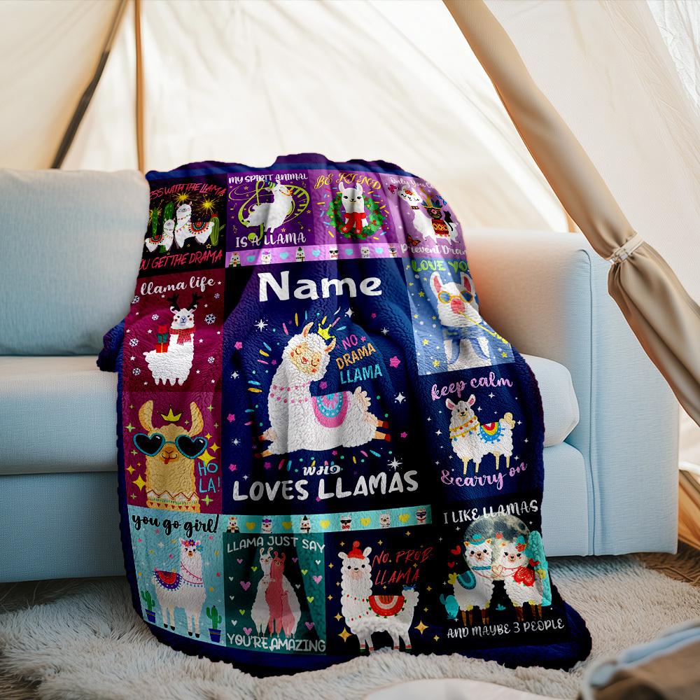Llama Outdoor Customize Your Name Blanket Comfortable Soft Lightweight Allseason Multipurpose Blanket For Travel Camping Picnics Sofa Office Bed