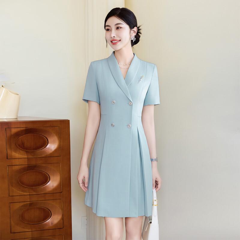 Women's Glacier Blue Professional A-Line Suit Dress