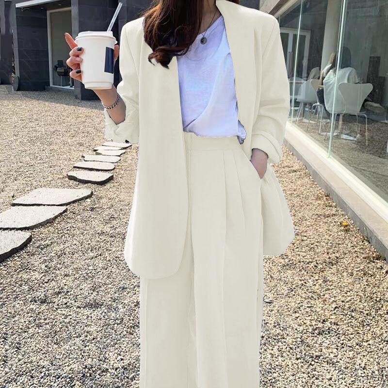 Korean Style 2025 Loose Casual Padded Shoulder Suit Jacket - Multiple Colors
