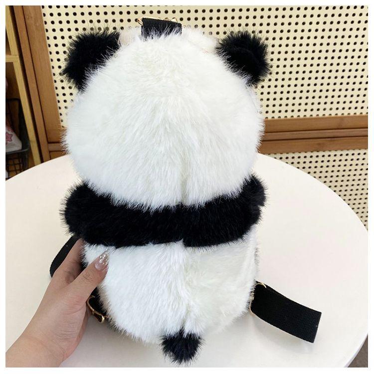 Kawaii Panda Plush Backpack Cute Animal Plushie Doll Women Crossbody Soft Shoulder Bag for Travel Party Female Birthday Gift