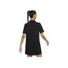 Nike Sportswear Letter Print Loose-Fit Breathable Moisture-Wicking Knit Polo Dress Women Dress Black FQ7010-010