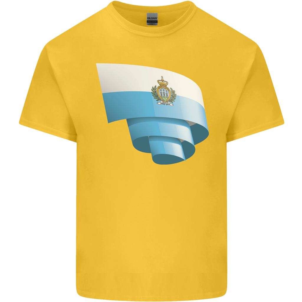 Curled San Marino Flag Sammarinese Day Football Unisexs Light Cotton TShirt