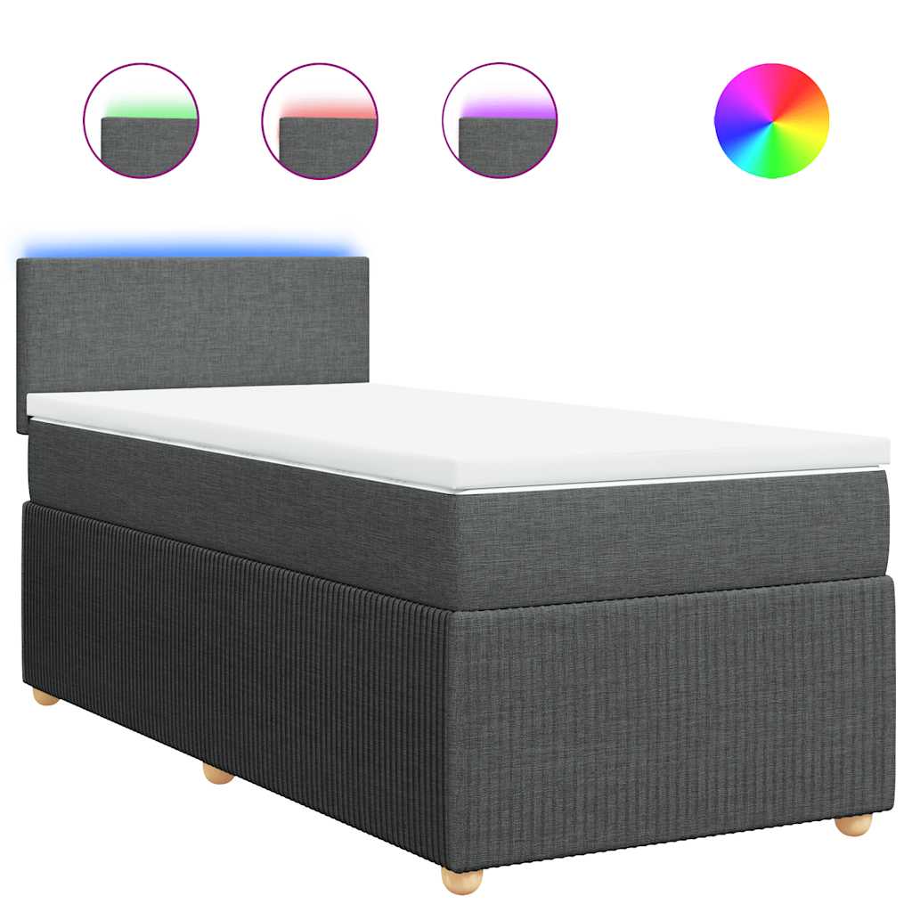 Box Spring Bed with Mattress Dark Gray 80 x 200 cm Fabric
