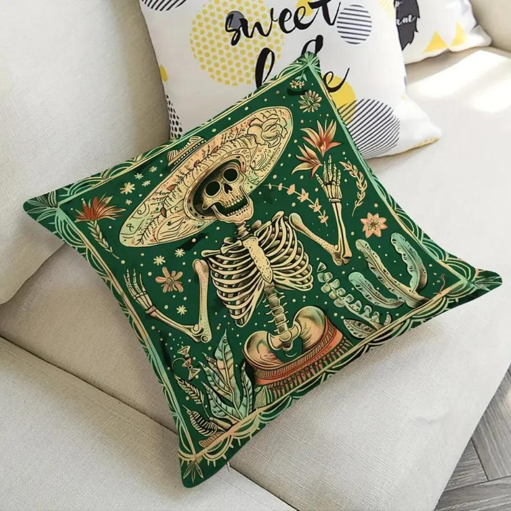 

Home Decor Day Of The Dead Skeleton Pattern Pillow Covers Pattern Cushion Cover Suitable For Sofa Bedroom Car Pillow Cover 16x16Inch