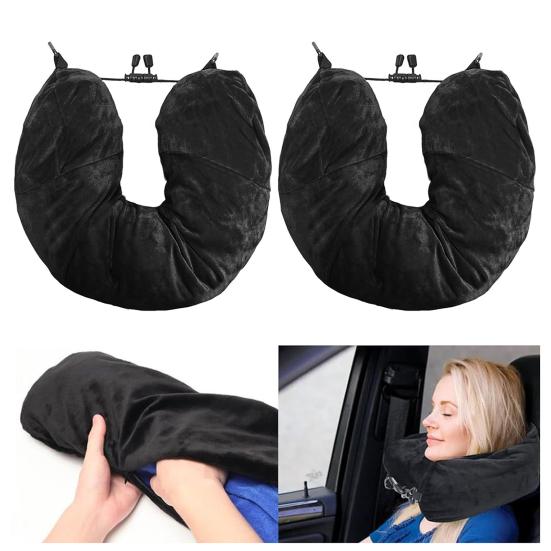 

Дорожный подголовник, сменный дополнительный багажный вкладыш, регулируемый размер шеи и ремешок, U-образная боковая застежка-молния, мягкая плюшевая подушка для шеи с наполнителем чёрный
